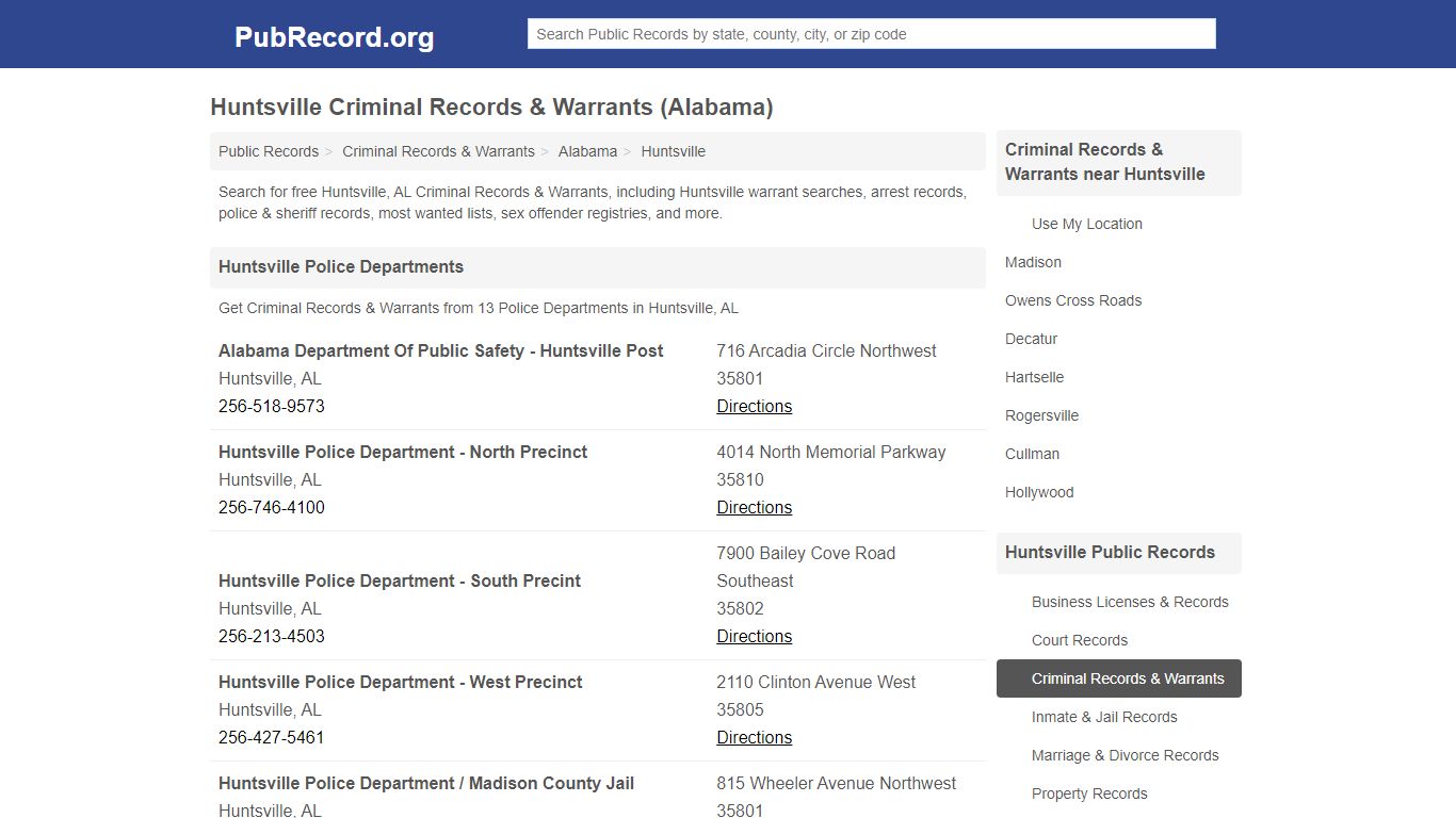 Free Huntsville Criminal Records & Warrants (Alabama ...